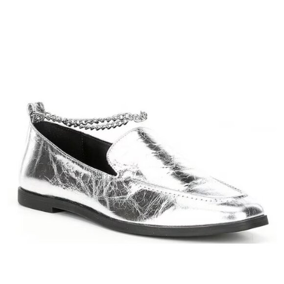 Gianni Bini Shoes - NEW GB Gianni Bini Flip Side Metallic Leather Ankle Chain Flat Loafers